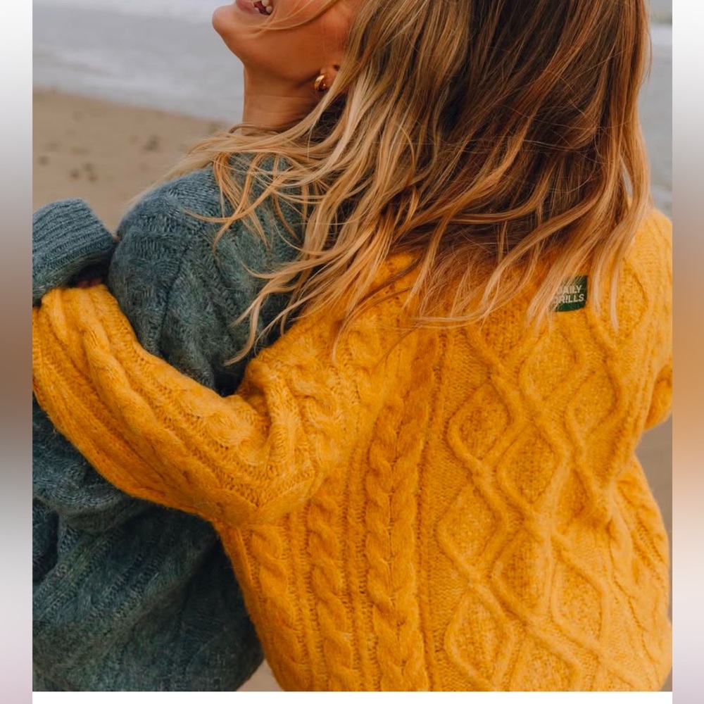 Daily Drills Yellow and Green Cable Knit Sweaters